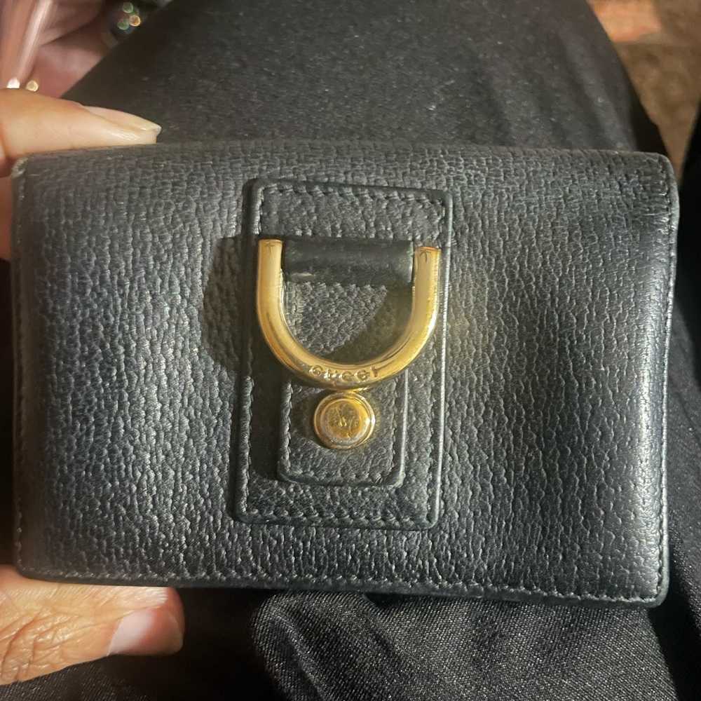 Gucci Black card case with Gold Hardware Vintage Abbey